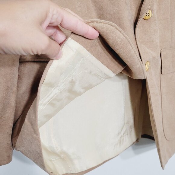 Sears Mens Vintage Tan Two Button Blazer Sport Coat Business Casual Retro Lined - Picture 4 of 8